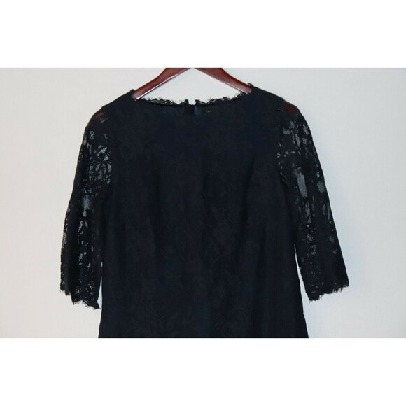 Ted Baker Women's Size 2 US 4/6 Small Navy Blue Dress 3/4 Sleeve Sheer Lace Mini - Picture 3 of 5